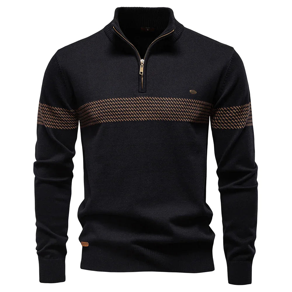 Hervé | Pull classique en maille demi-zip pour homme