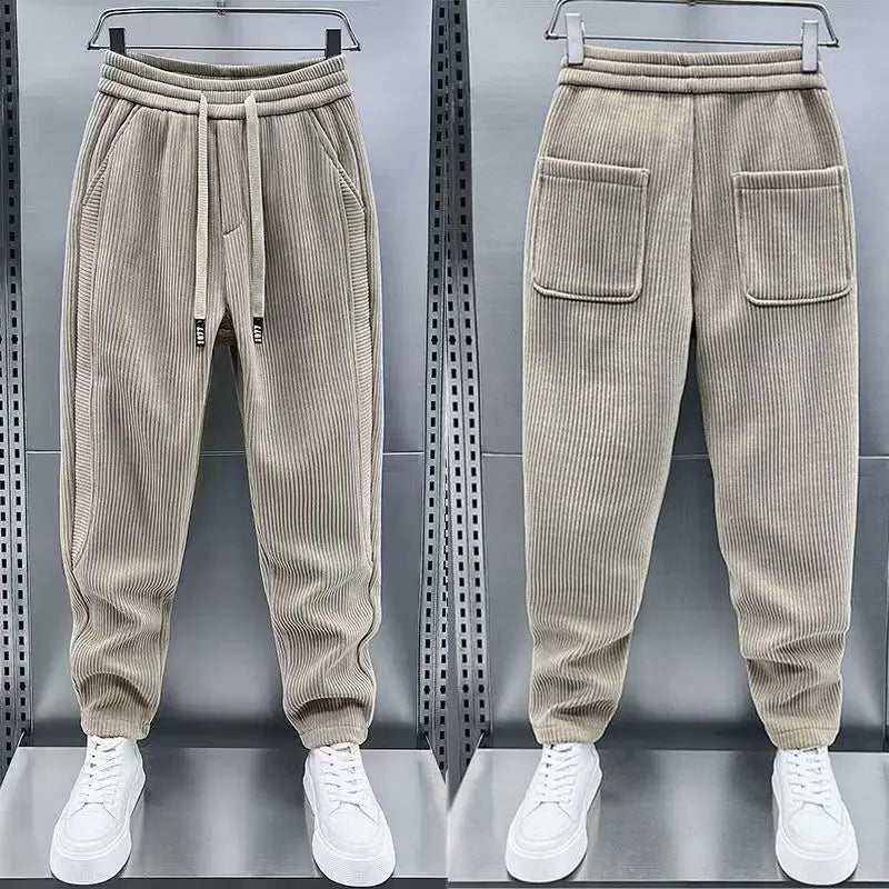 LAURENT MONACO | PANTALON DE JOGGING DÉCONTRACTÉ EN VELOURS CÔTELÉ ET POLAIRE