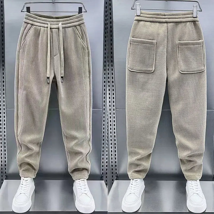 LAURENT MONACO | PANTALON DE JOGGING DÉCONTRACTÉ EN VELOURS CÔTELÉ ET POLAIRE