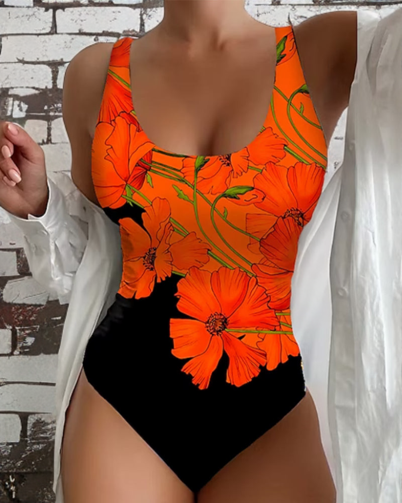 Éclat Côtier | Élégant maillot de bain une pièce à motif floral