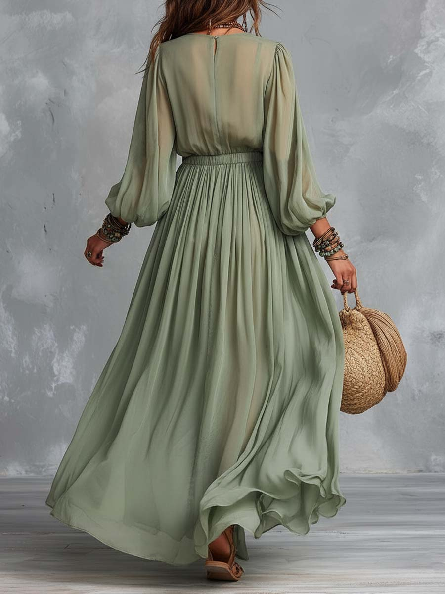 Élodine™ | Robe Maxi Bohémienne à Imprimé Floral