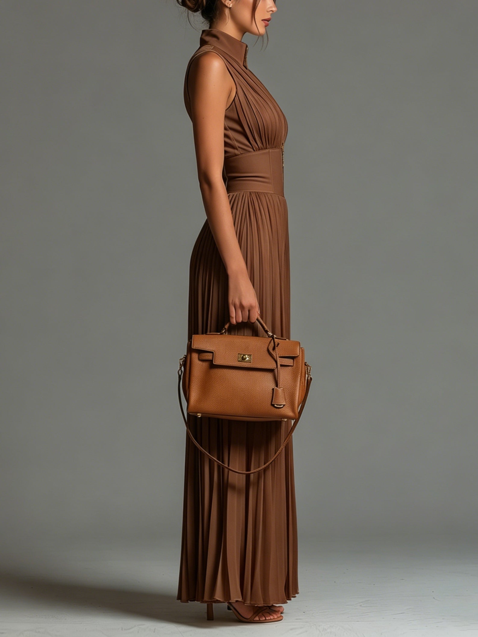 Gabrielle | Combishort Plissé en Mousseline Caramel