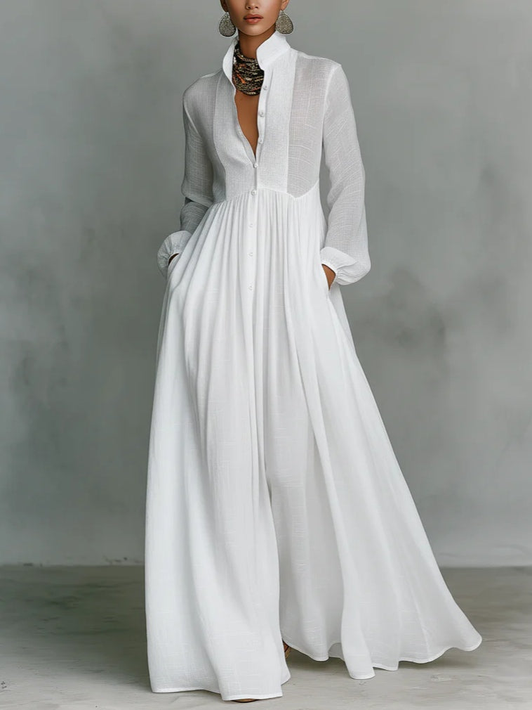 Léonie™ | Robe Maxi Minimaliste à Col Haut