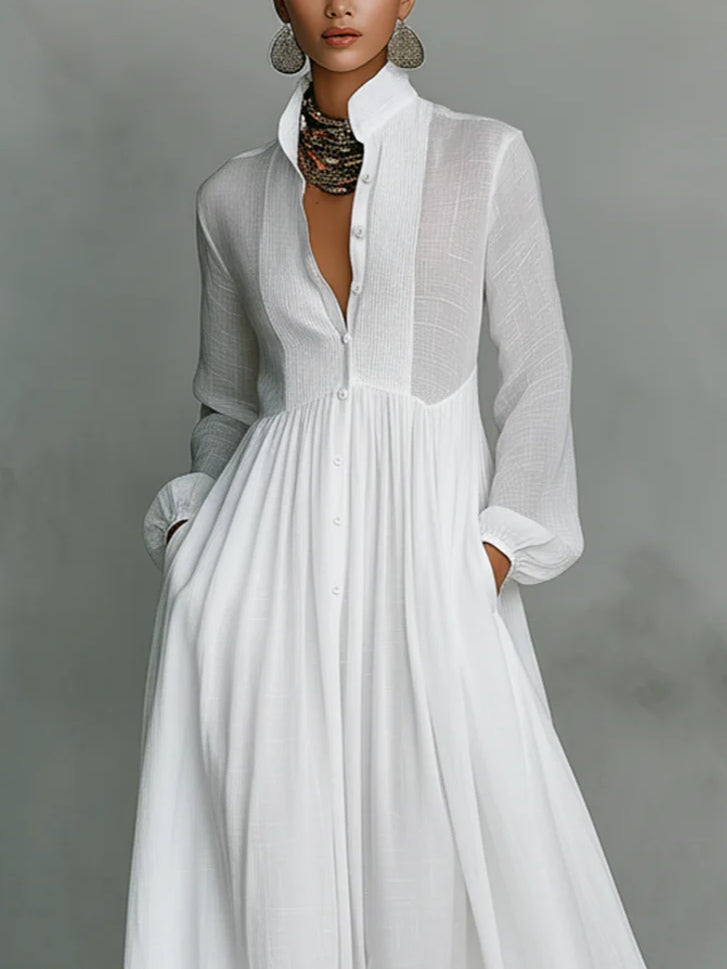 Léonie™ | Robe Maxi Minimaliste à Col Haut