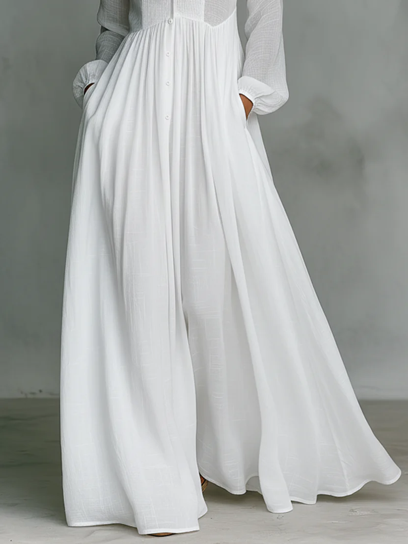 Léonie™ | Robe Maxi Minimaliste à Col Haut