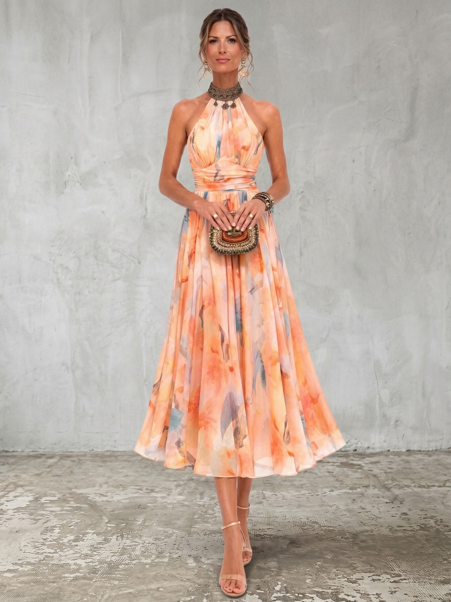 Aurora™ | Robe à Col Halter et Imprimé Aquarelle