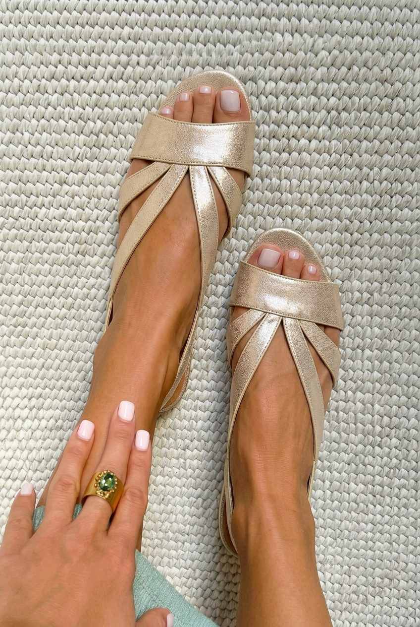 Sandales métalliques à bout ouvert avec brides à bride arrière