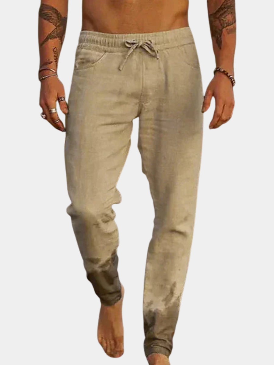 LAURENT MONACO | PANTALON DE PLAGE CLASSIQUE EN LIN POUR HOMMES