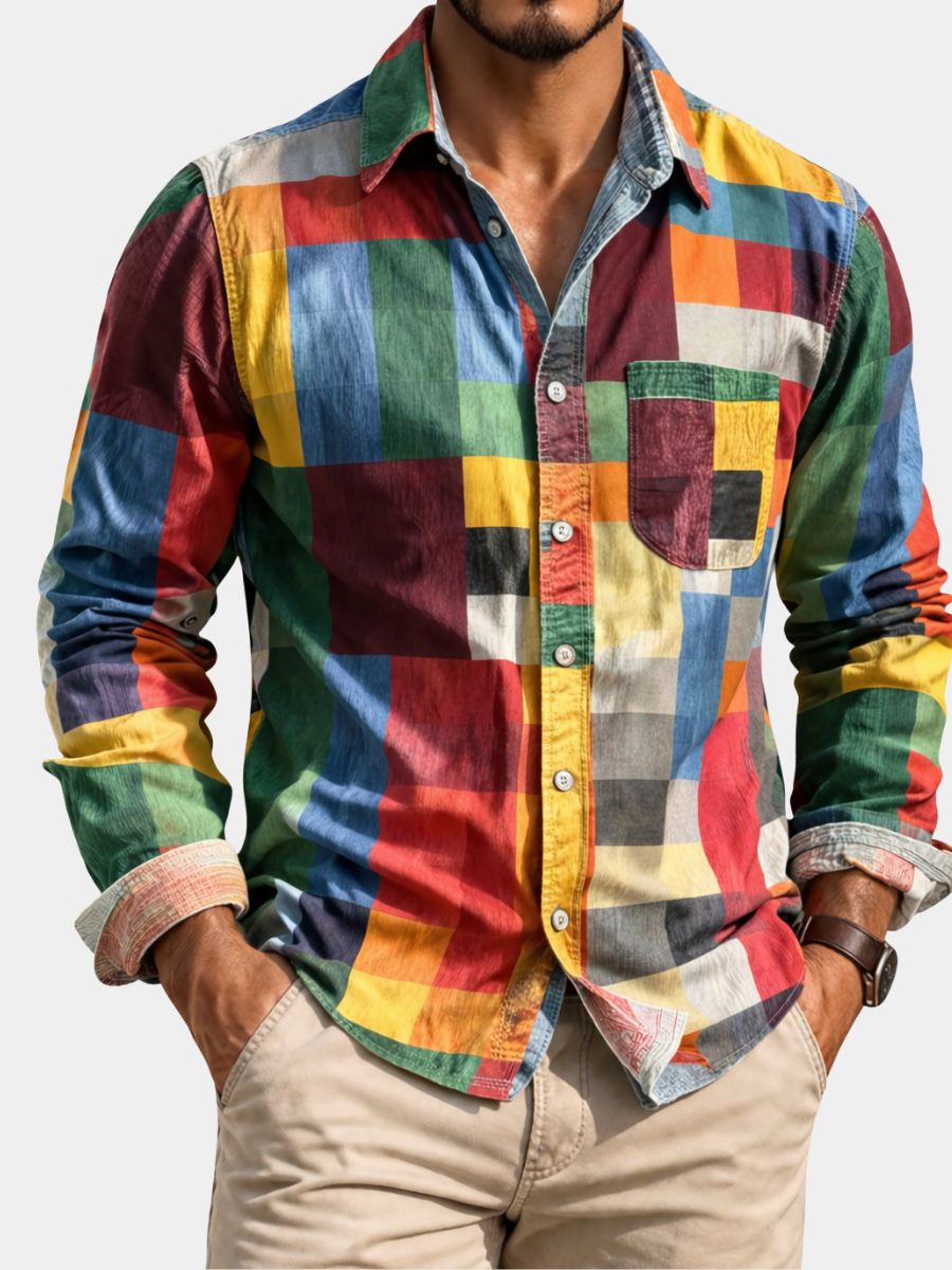 Hadrien | Chemise à manches longues signature mosaïque pour homme