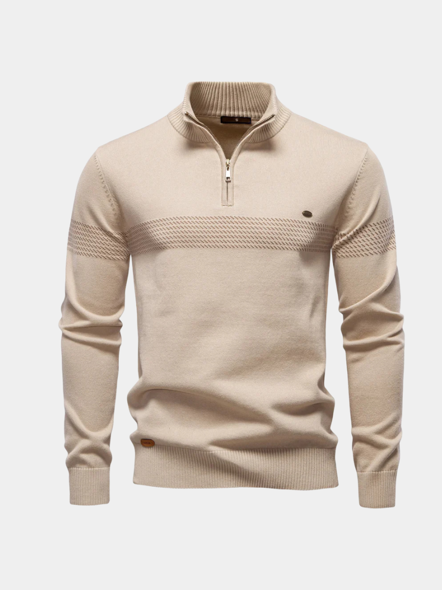 Hervé | Pull classique en maille demi-zip pour homme