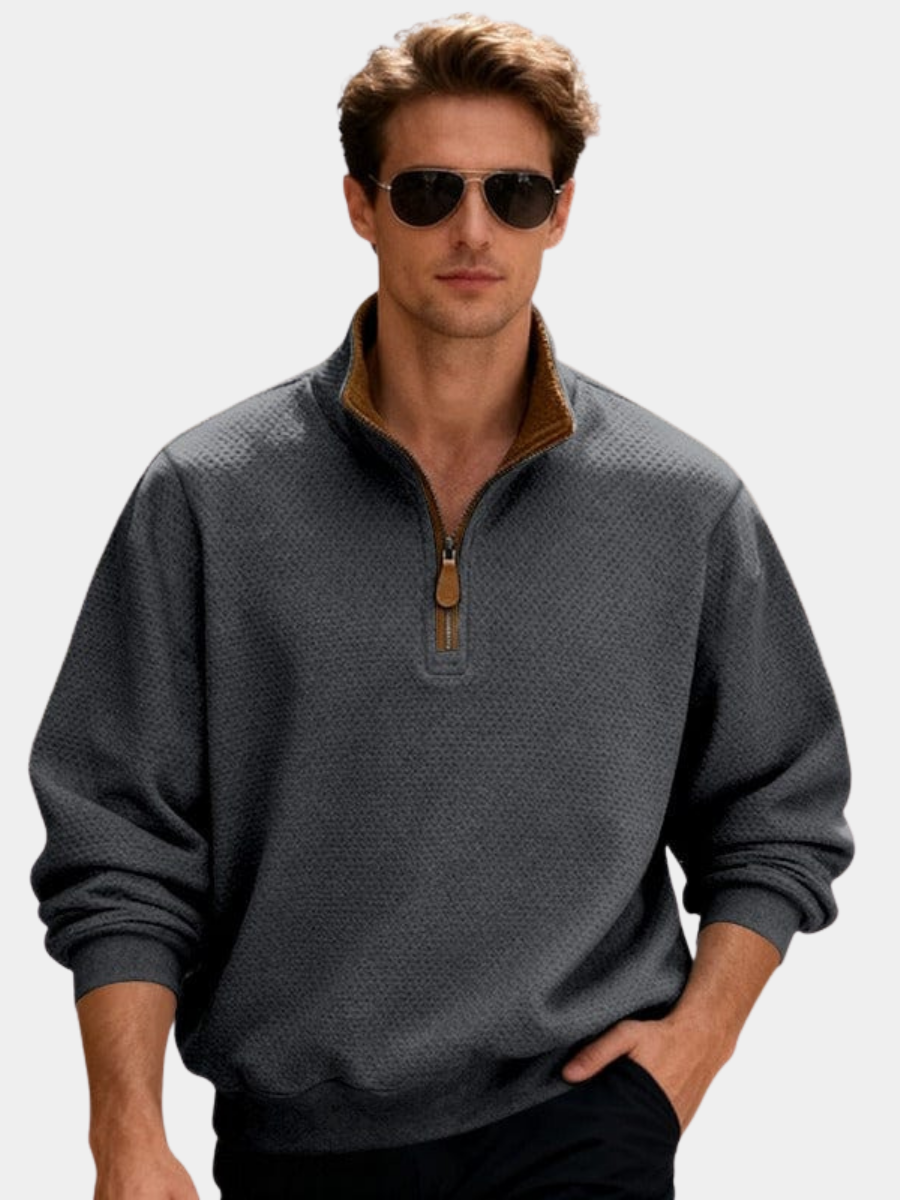 Laurent | Pull texturé zippé pour homme