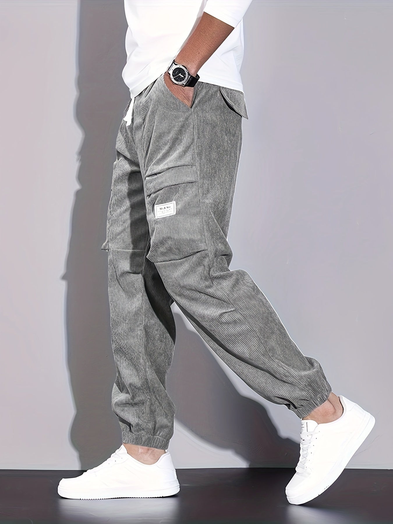 LAURENT MONACO | PANTALONS CARGO EN CORDUROY POUR HOMMES