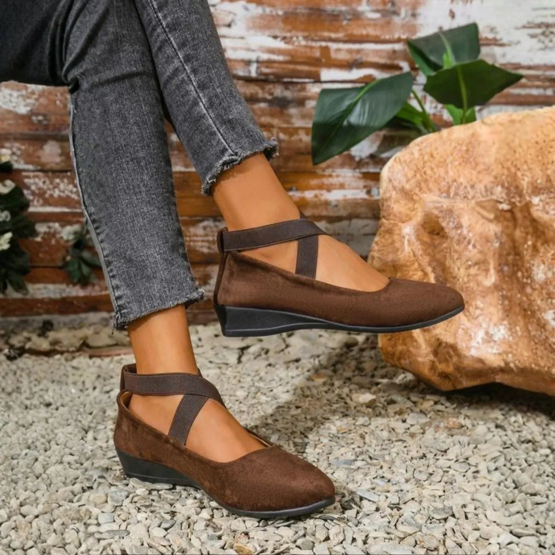 Calerinne | Chaussures Ballerines à Talon Wedge Fermé