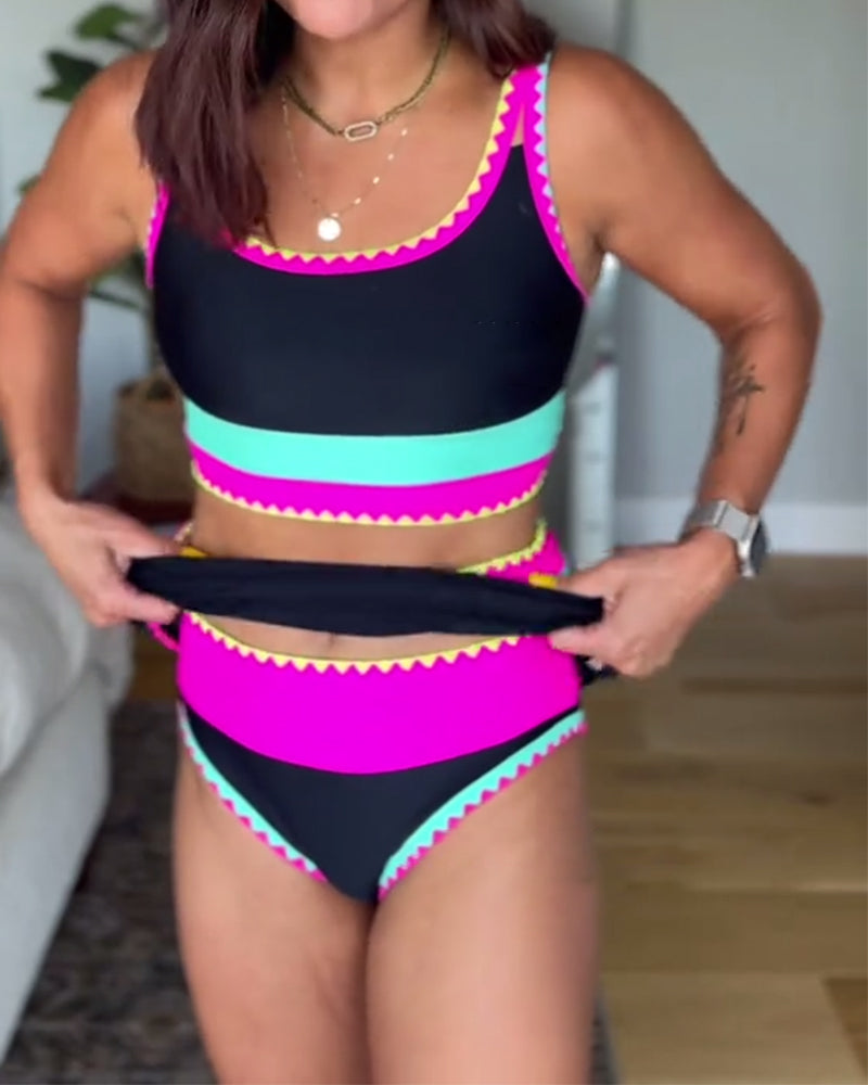 Rumba | Tankini à Rayures Colorées avec Jupe