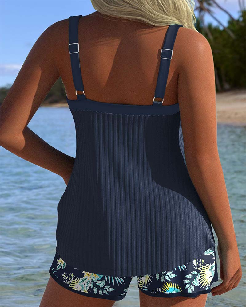 Paradise Glow | Rayé Tankini à Deux Pièces