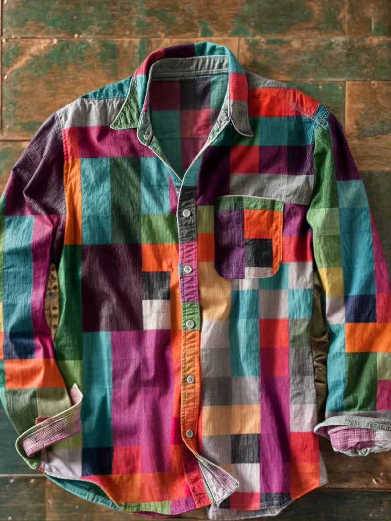 Hadrien | Chemise à manches longues signature mosaïque pour homme