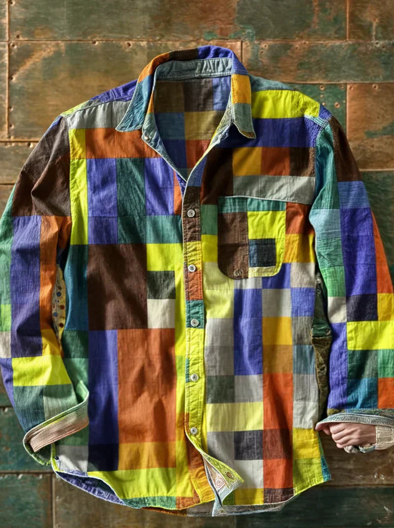 Hadrien | Chemise à manches longues signature mosaïque pour homme