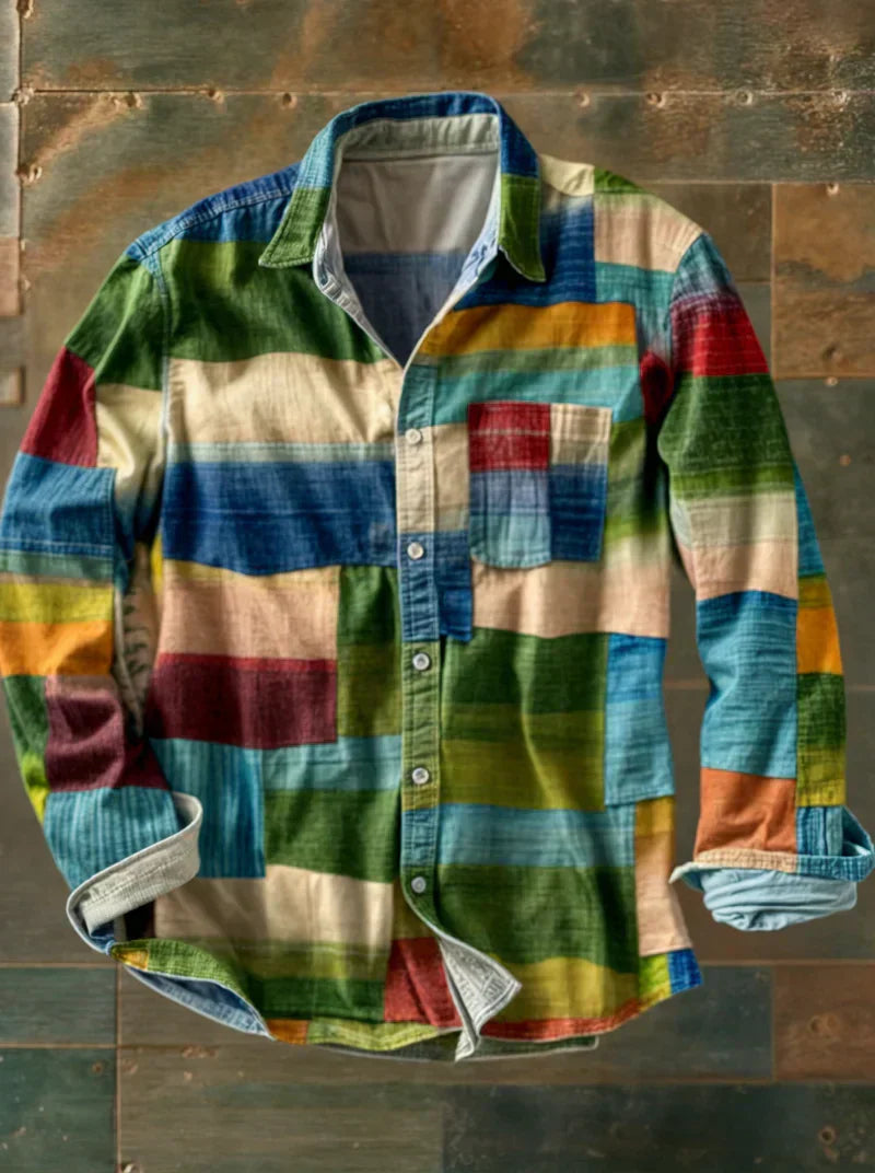 Hadrien | Chemise à manches longues signature mosaïque pour homme