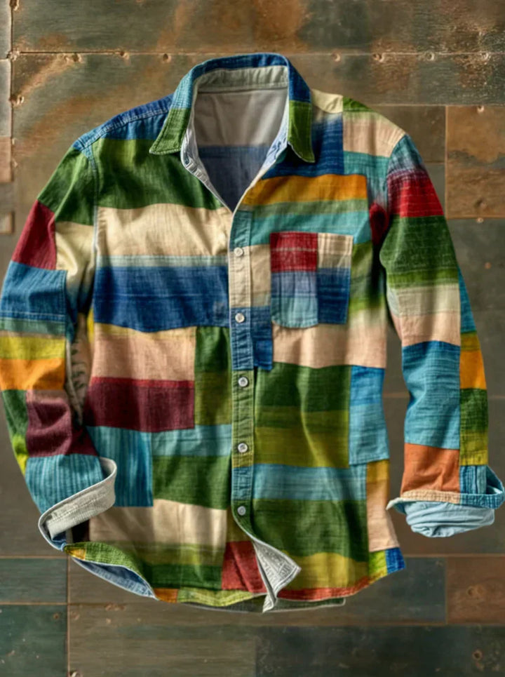 Hadrien | Chemise à manches longues signature mosaïque pour homme