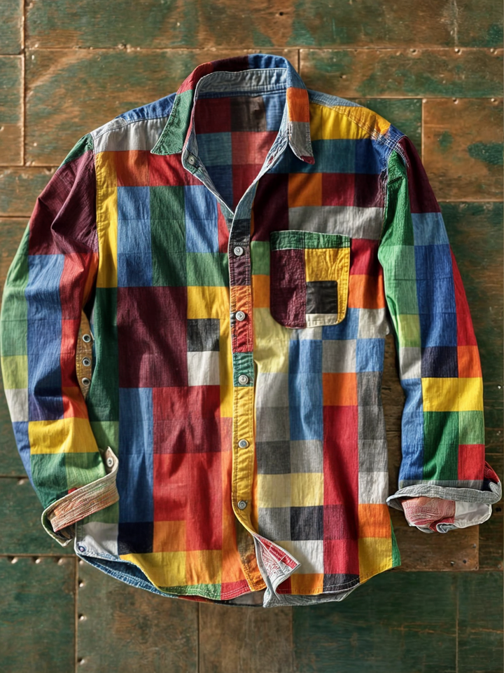 Hadrien | Chemise à manches longues signature mosaïque pour homme