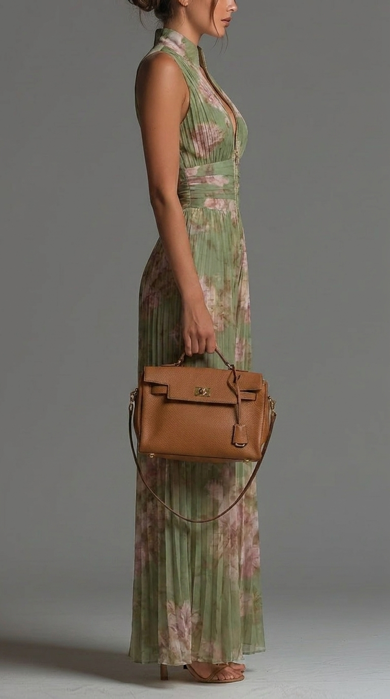 Margaux | Combishort plissé en mousseline verte