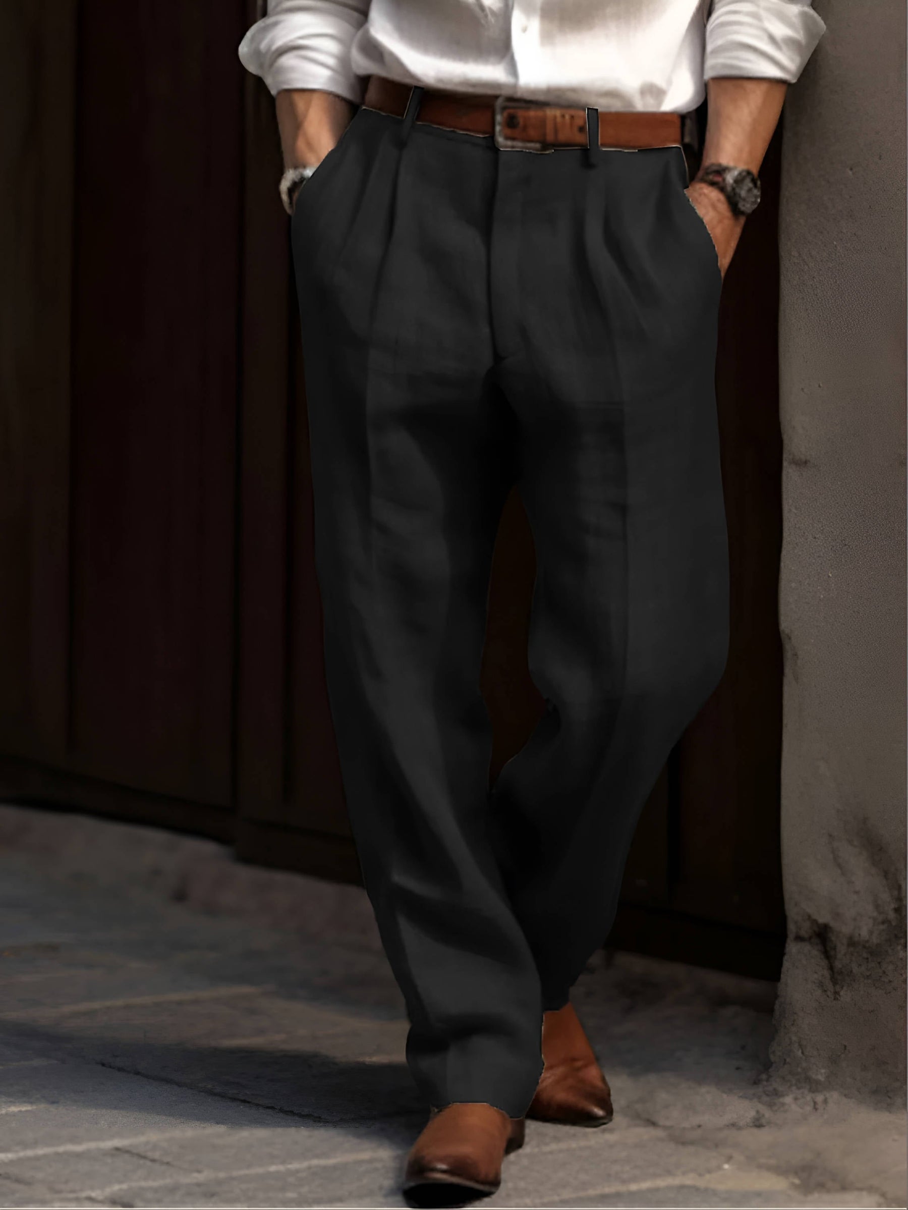 LAURENT MONACO | PANTALON PLISSÉ EN LIN POUR HOMME
