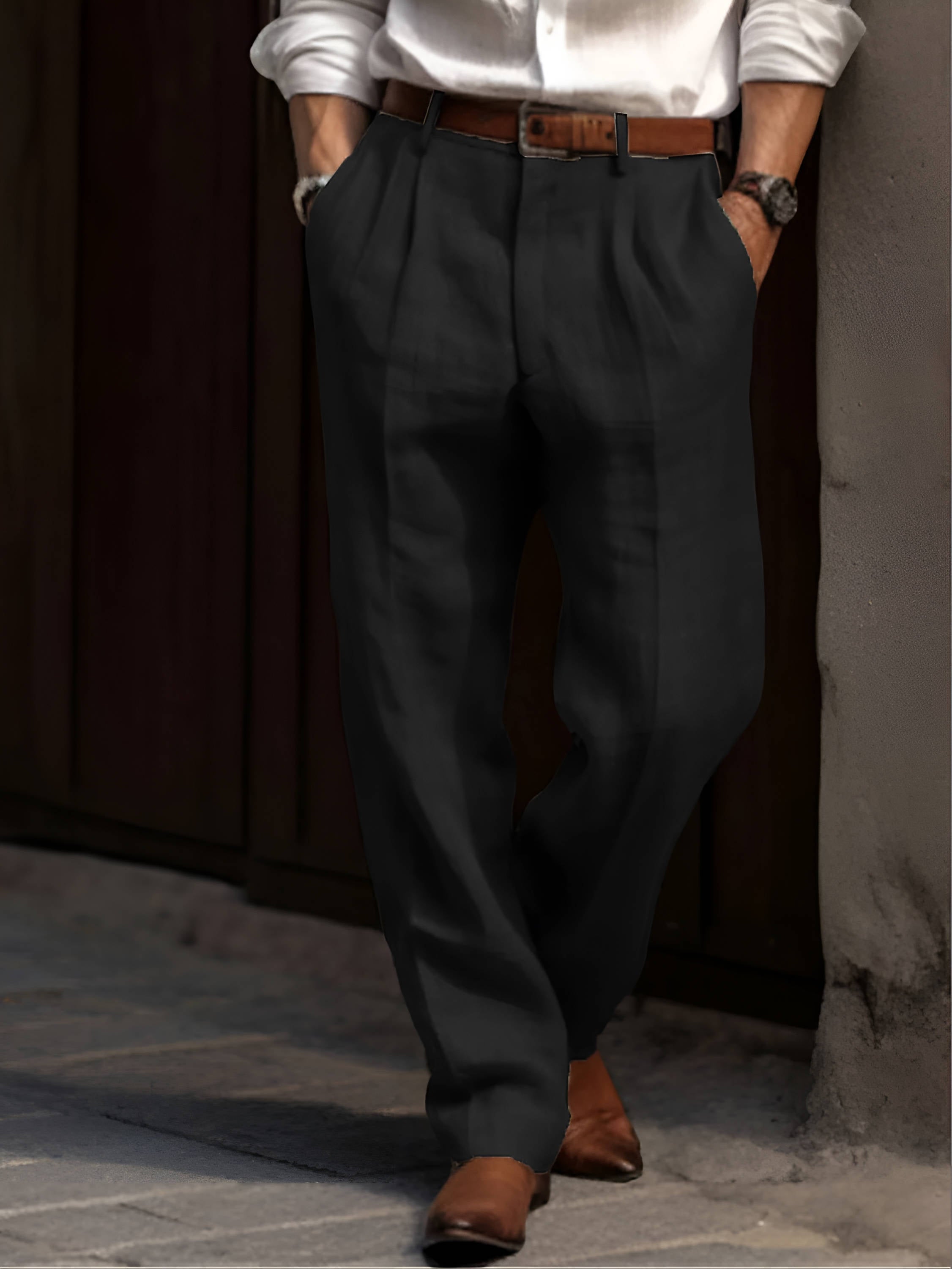 LAURENT MONACO | PANTALON PLISSÉ EN LIN POUR HOMME