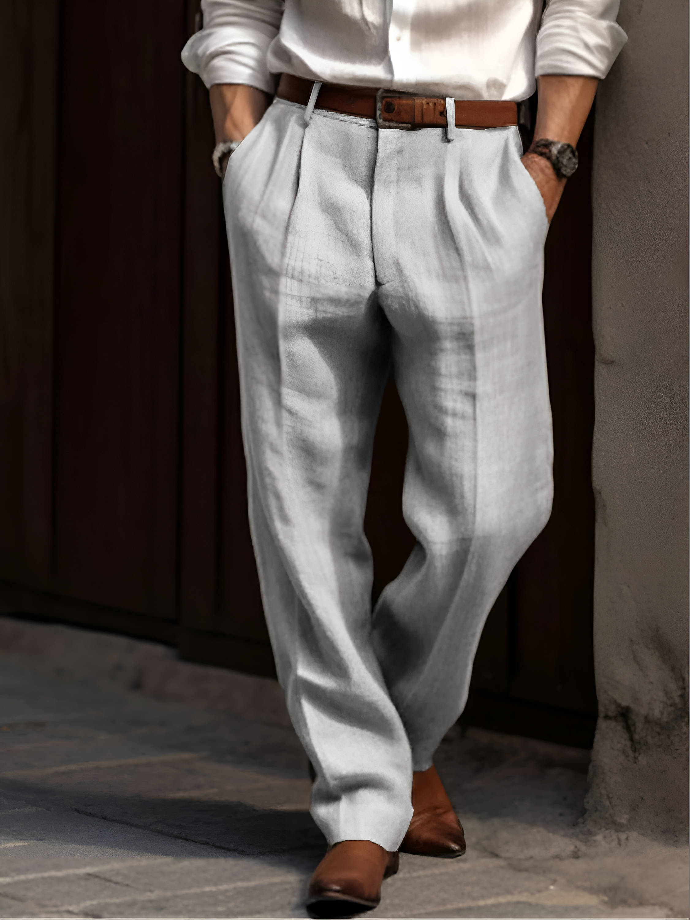 LAURENT MONACO | PANTALON PLISSÉ EN LIN POUR HOMME