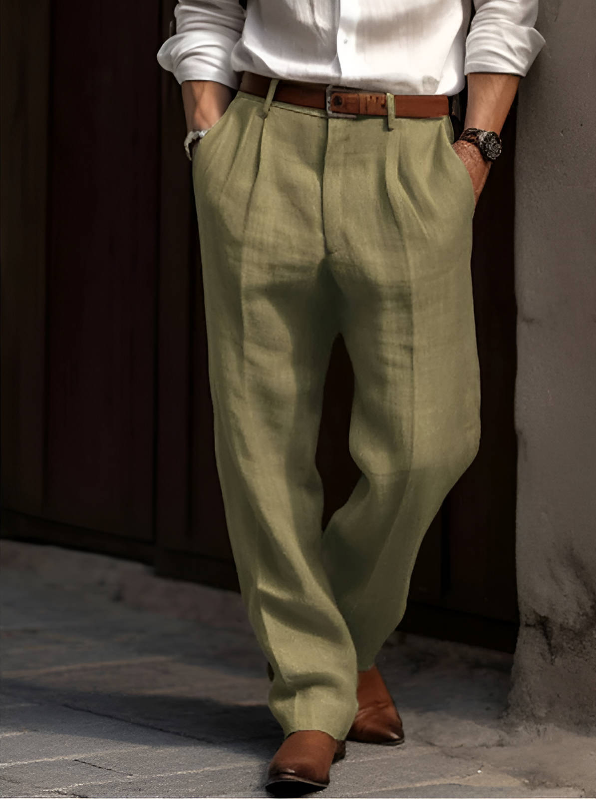 LAURENT MONACO | PANTALON PLISSÉ EN LIN POUR HOMME