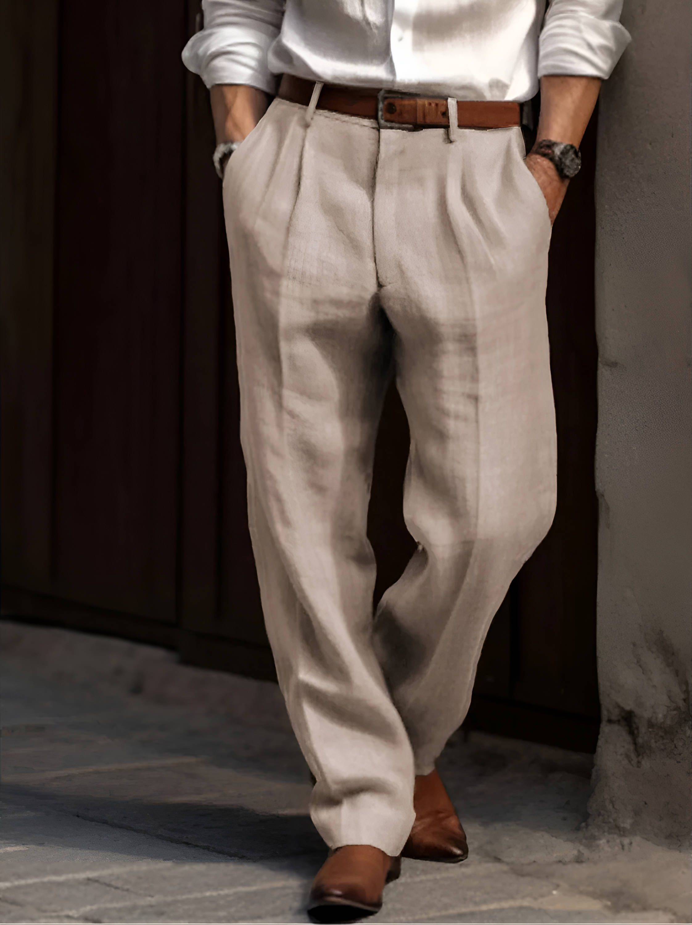 LAURENT MONACO | PANTALON PLISSÉ EN LIN POUR HOMME