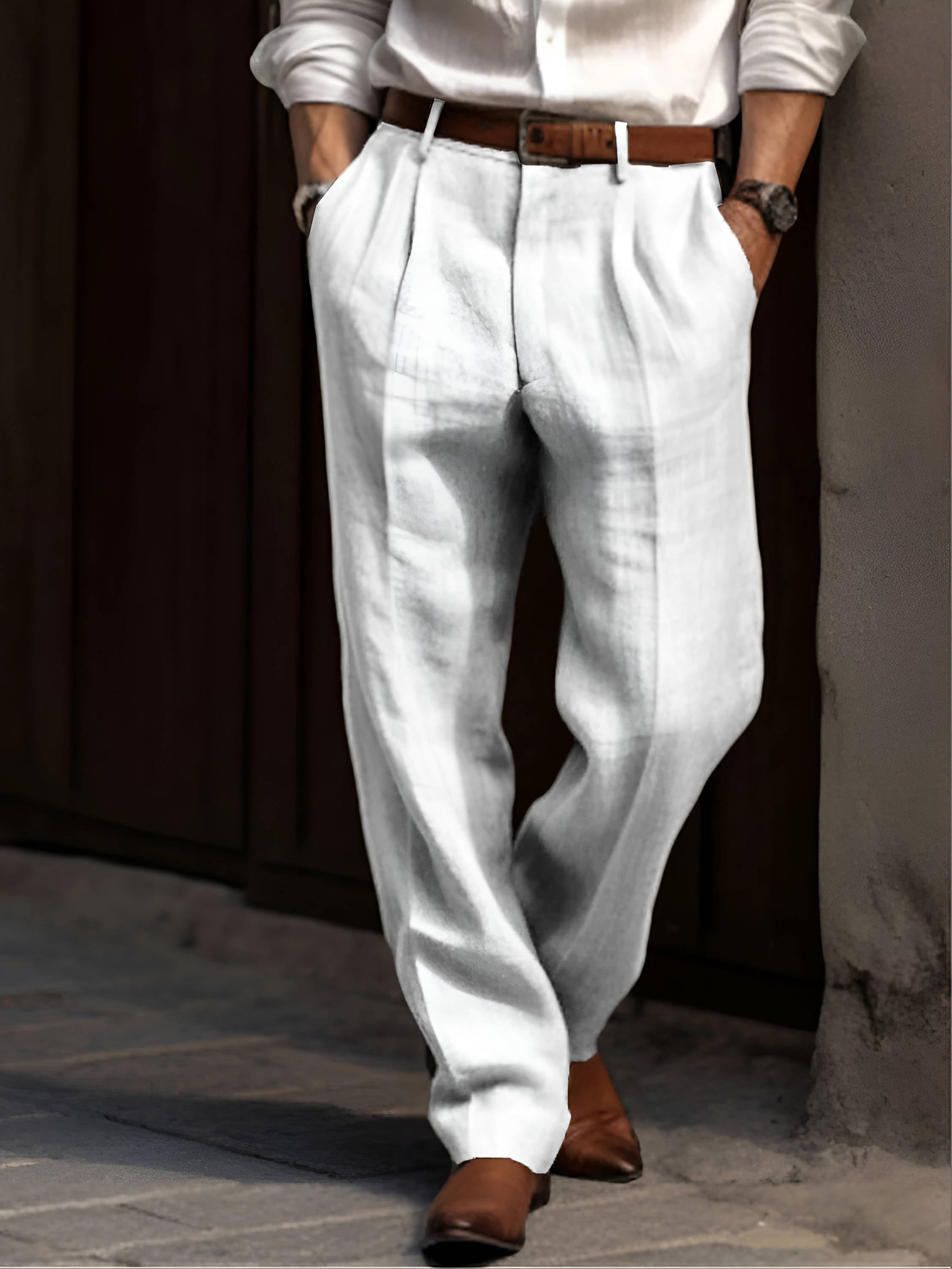 LAURENT MONACO | PANTALON PLISSÉ EN LIN POUR HOMME