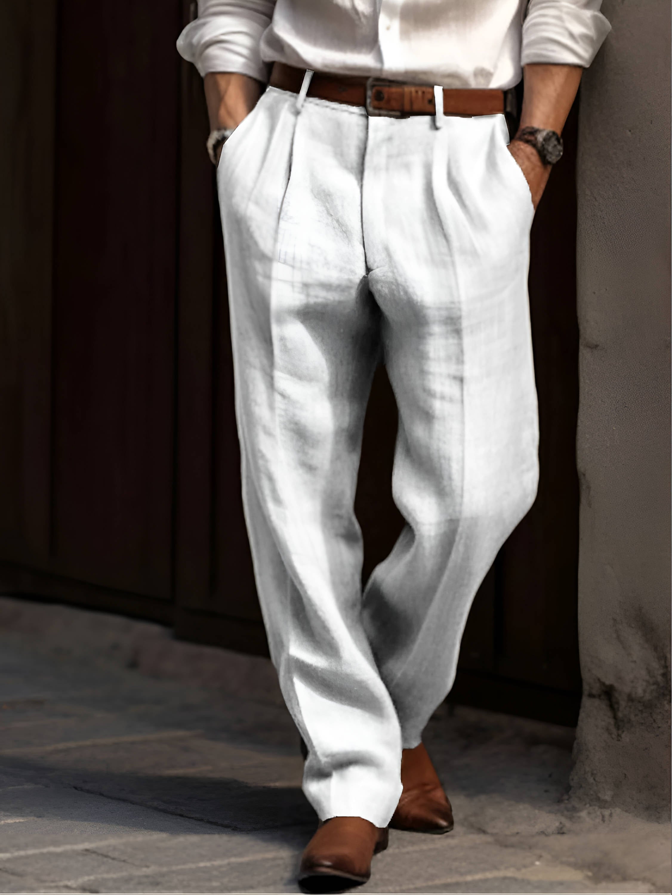 LAURENT MONACO | PANTALON PLISSÉ EN LIN POUR HOMME