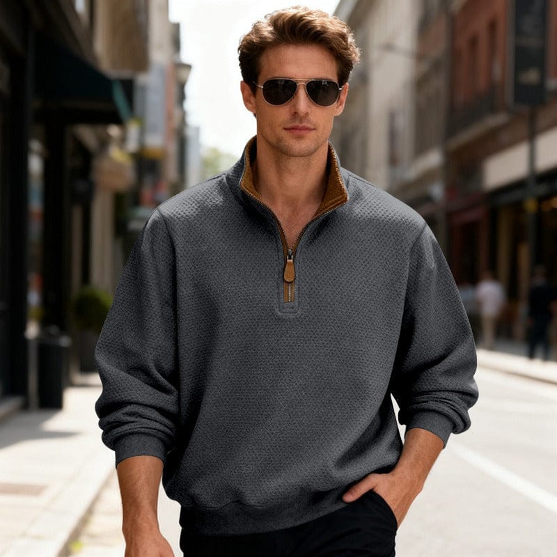 Laurent | Pull texturé zippé pour homme