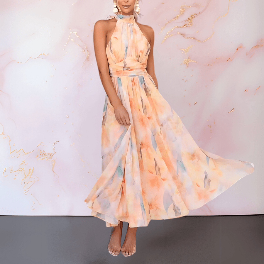 Vivienne | Robe dos-nu à imprimé aquarelle