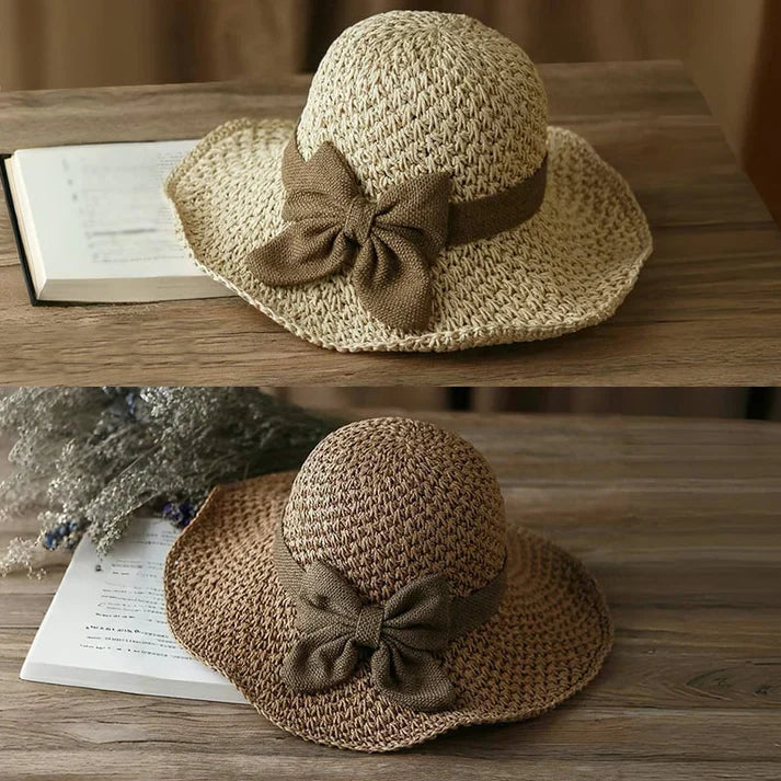 Lucía - Chapeau en paille avec nœud vintage