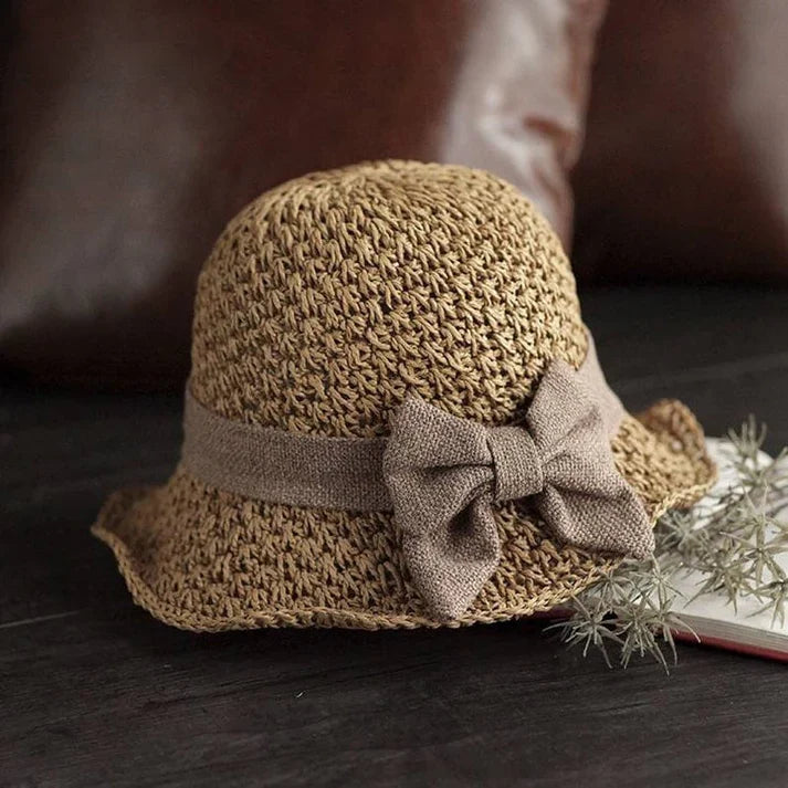 Lucía - Chapeau en paille avec nœud vintage