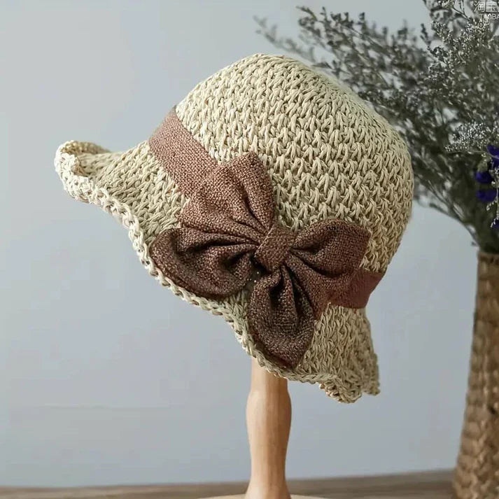 Lucía - Chapeau en paille avec nœud vintage