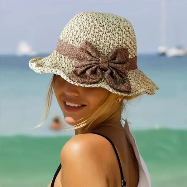Lucía - Chapeau en paille avec nœud vintage