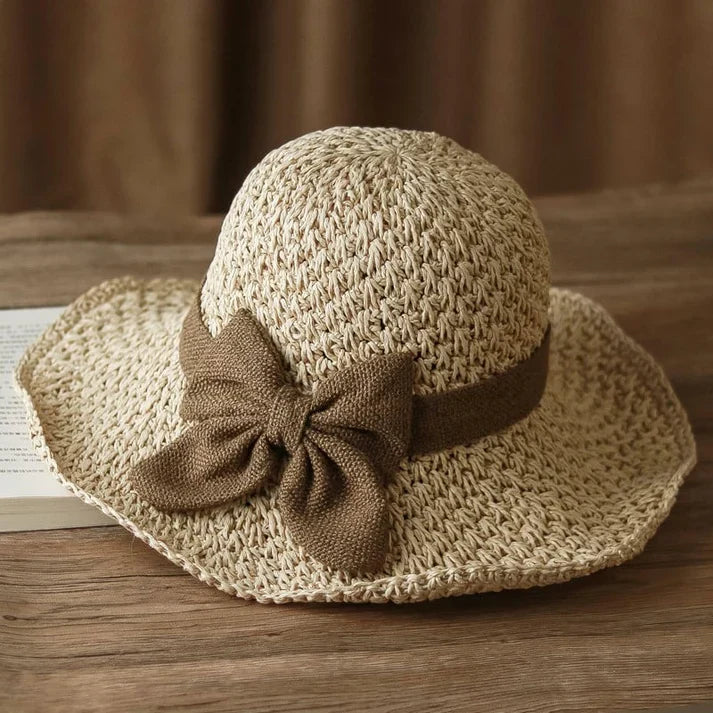 Lucía - Chapeau en paille avec nœud vintage