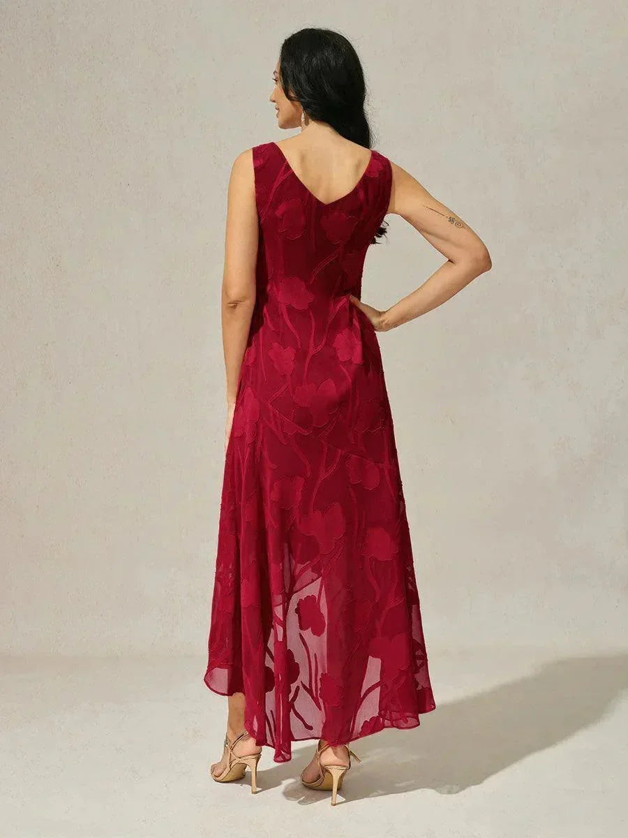 Lou - Robe de Soirée en Chiffon Floral avec Ourlet Asymétrique