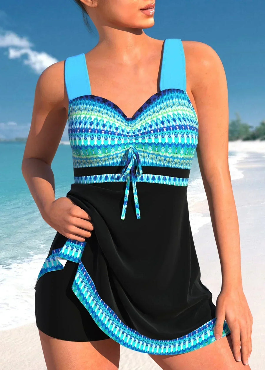 Adriana | Maillot de Bain avec Jupe et Haut Imprimé qui Discrète et Met en Valeur